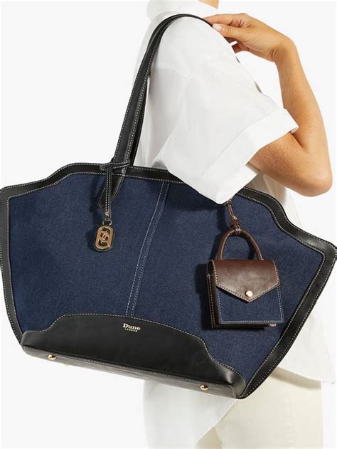 Dune London Decided Denim Grab Handle Day Bag, Navy
