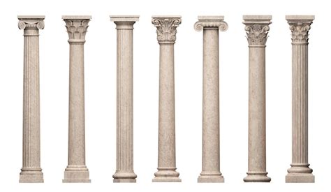 Набор старинных классических мраморных колонн | Премиум Фото