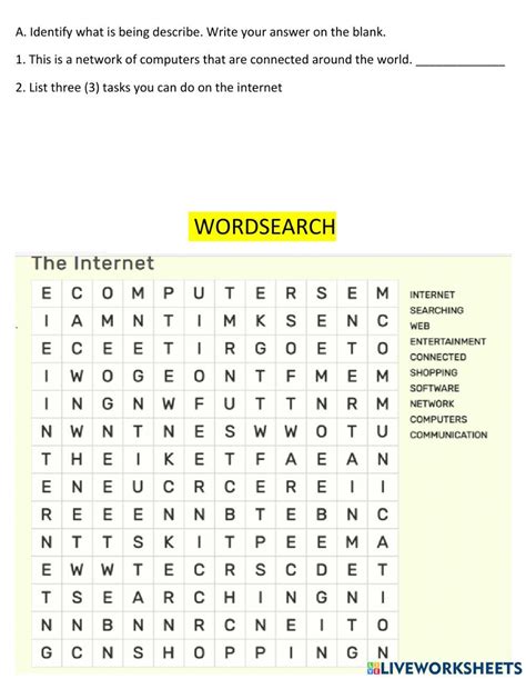 Computer Worksheet Internet 的图像结果