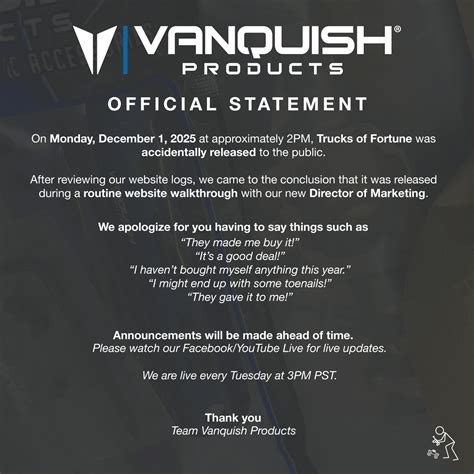 Vanquish - In regards to today's oopsie ... "we are checking." Catch up ...
