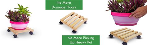 Sharpex Pack of 1 Wooden Trolley for Plants, Flower Pots | Heavy Duty ...