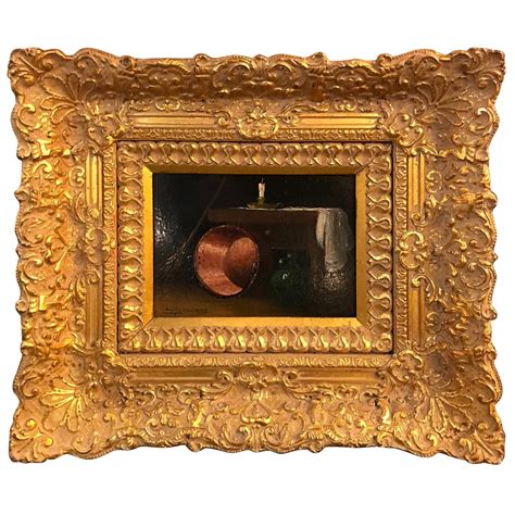 Antique Oil Painting on Board Artist Signed Original Frame For Sale at 1stDibs