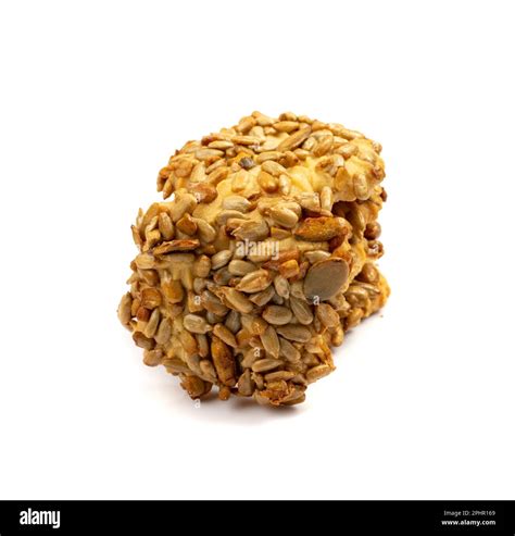 Simple cookie with nuts, seeds and cereals isolated. Oatmeal sugar ...