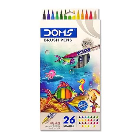 DOMS Non-Toxic Multicolor 26 Shades Brush Pens Set | Super Soft Fine ...