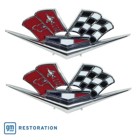 Corvette C2 Emblems Front Fender Cross Flags 63 Late 1963-1966 | eBay