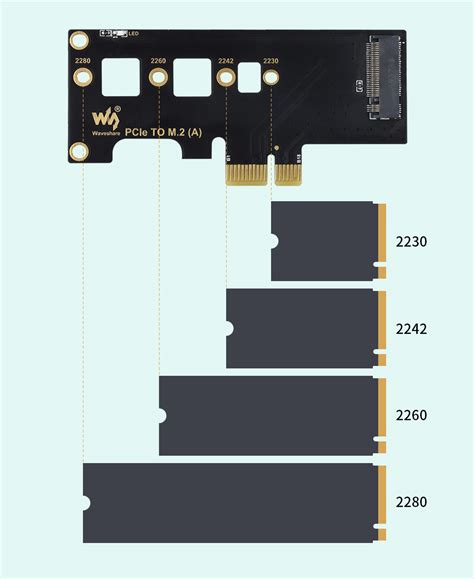 Waveshare PCIe TO M.2 Adapter, Supports Raspberry Pi Compute Module 4 ...