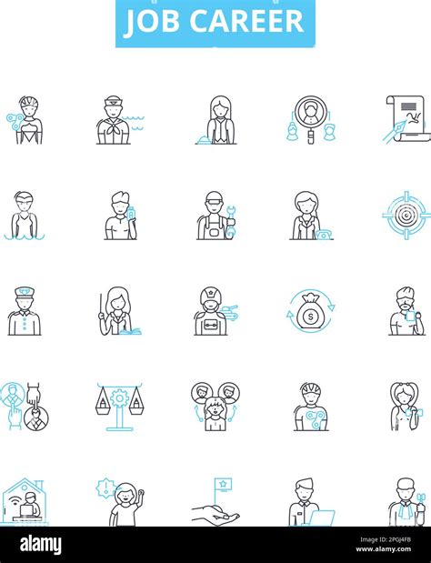 Job career vector line icons set. job, career, employment, vocation, occupation, work ...