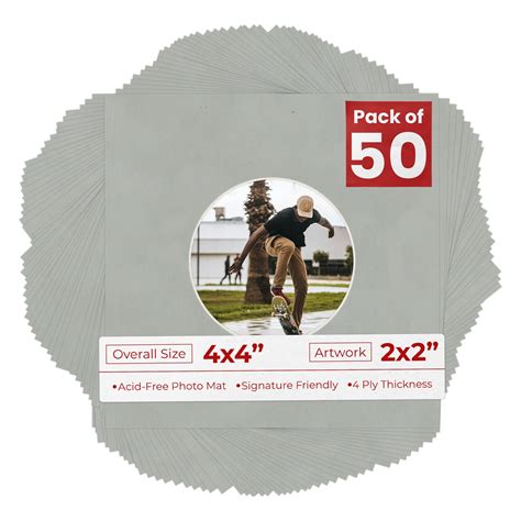 Light Grey Suede Mat Board for 4x4 Inch Frames - Circle Opening for 2x2 ...