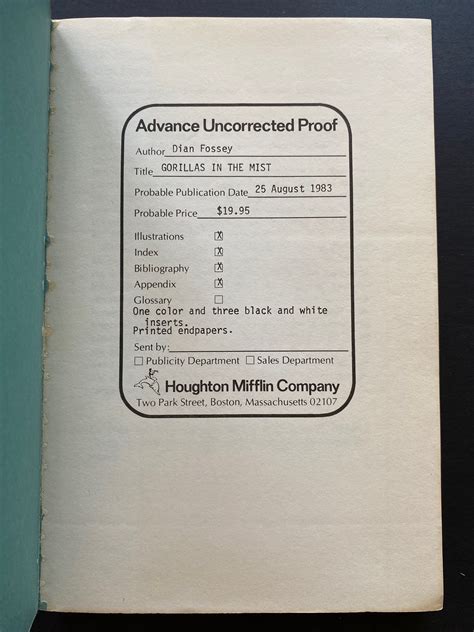Gorillas In The Mist by Dian Fossey: Good Soft cover (1983) 1st Edition ...