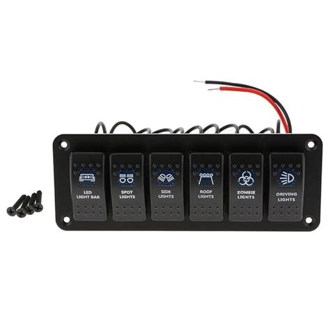 THE STYLE SUTRA® 6 Gang Rocker Resetting Switch Panel 12/24V Circuit ...