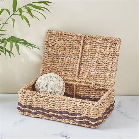 Buy Wilton Cameron Seagrass and Iron Storage Box with Lid from Home ...