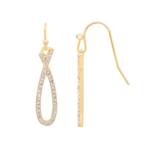 LC Lauren Conrad Gold Tone Pave Drop Earrings