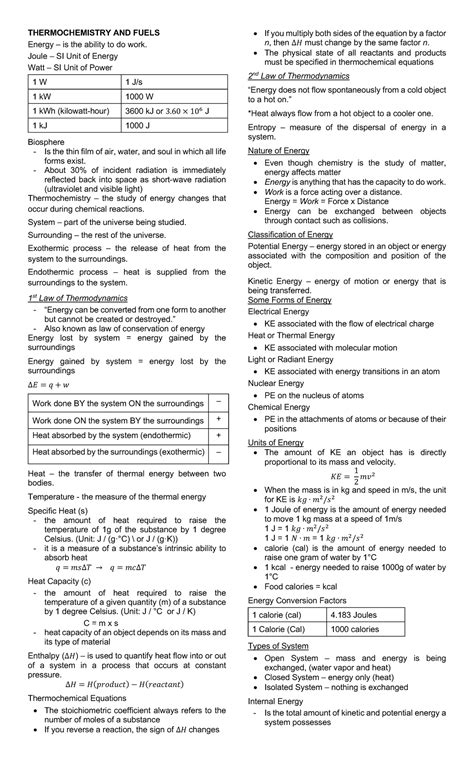 Chem86-notes - None - THERMOCHEMISTRY AND FUELS Energy – is the ability ...