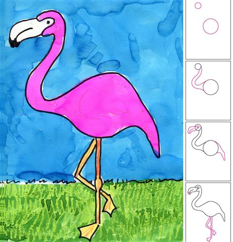Easy how to draw a flamingo head tutorial and flamingo head coloring ...