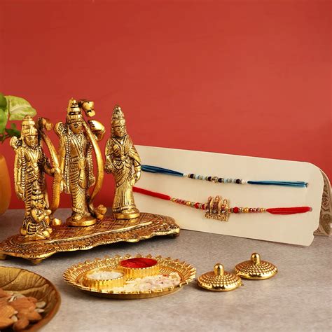 Buy Handmade Shri Ram Rakhi Hamper | Includes 1 Ramdarbar Idol, 2 ...