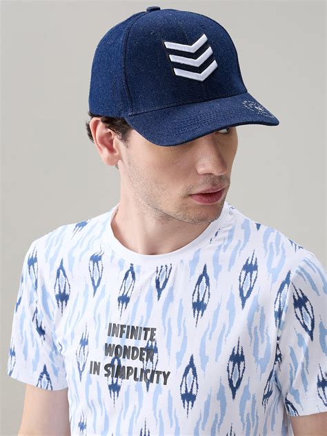 Buy Navy Blue Denim Cap for Men with Arrow Embroidery | Status Quo