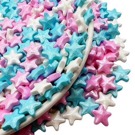 Amazon.com: SE Si&Moos Large Blue White and Pink Star Sprinkles Edible ...