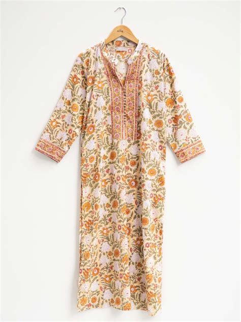 Haifa Cotton Block Printed Straight Kurta