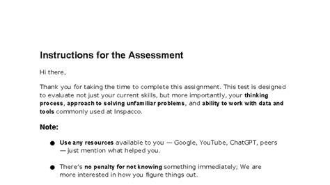 Founders Office - Assessment Test Instructions and Guidelines - Studocu