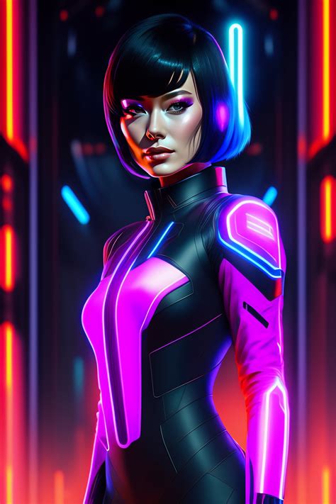 Lexica - Analog style of a beautiful Olivia Wilde, neon futuristic ...