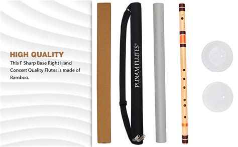 Punam Flutes F Sharp Base Right Hand Bamboo Flute/Bansuri Size 26.75 ...