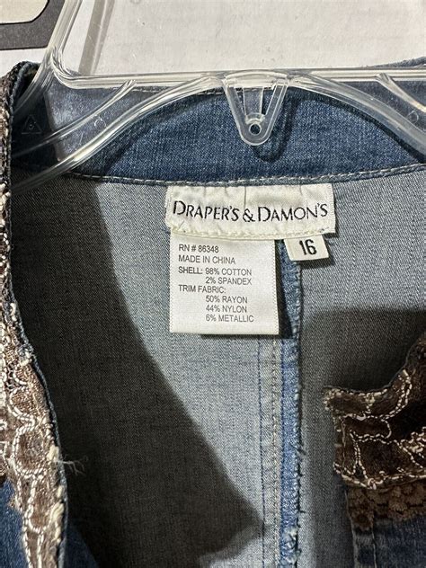 Drapers and Damons Women’s Size 16 Blue Cotton Denim Jacket Embroidered ...