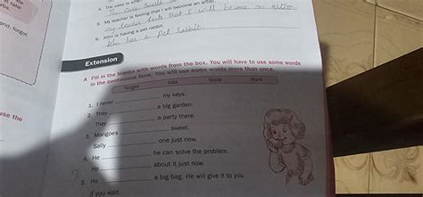 1. I never 2. They They 3. Mangoes Sally 4. He He 5. He if you wait. 6 ...