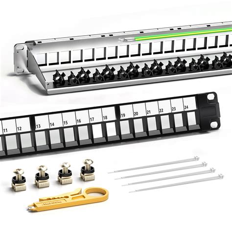 AMPCOM AMPCOM 24-Port 1U STP/UTP Blank Keystone Patch Panel, 19 inch ...