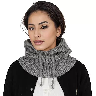 Women's Solid Hooded Scarf Hat Winter Balaclava Knit Skull Cap Beanie ...