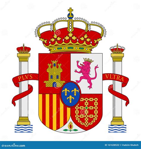 Spanish Coat of Arms with Crowns, a Lion and a Castle on the Background ...