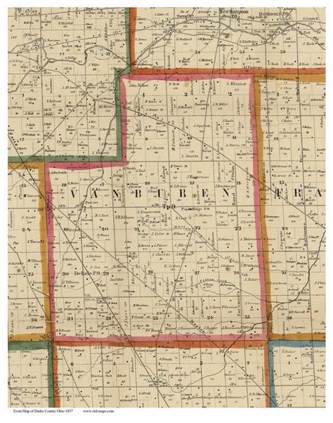 Van Buren, Ohio 1857 Old Town Map Custom Print - Darke Co. - OLD MAPS