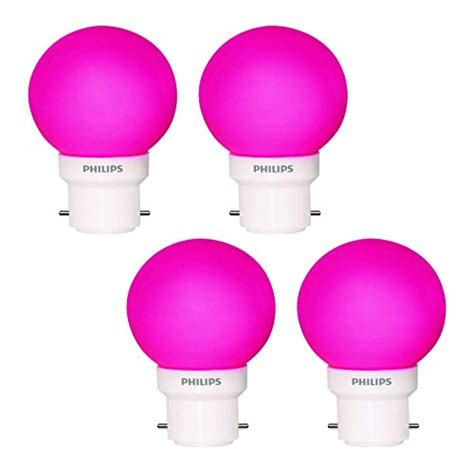 Buy Philips Deco Mini Base B22 0.5-Watt LED Bulb (Pack of 4, Pink ...