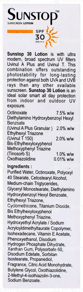 Sunstop Spf 30 Pa Sunscreen Lotion 60gm - Uses, Side Effects, Dosage ...