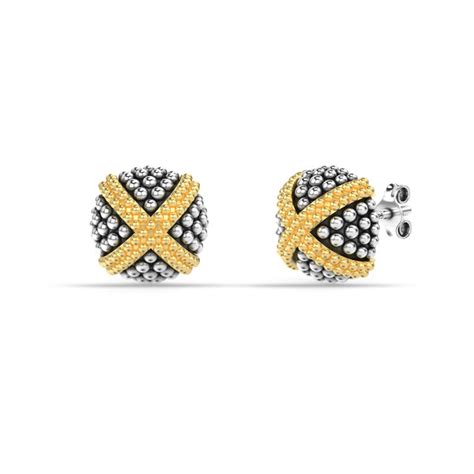 LeCalla - Buy 925 Sterling Silver Two-Tone Caviar Beaded Love Knot Stud ...