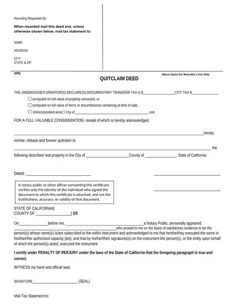 Printable Quit Claim Deed Puerto Rico