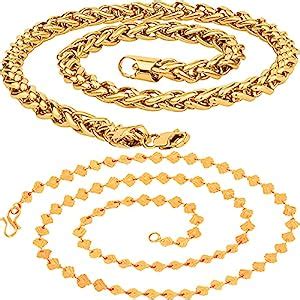 Buy Thrillz (FF381_FF470 Gold Plated Golden Metal Combo Chain For Men ...