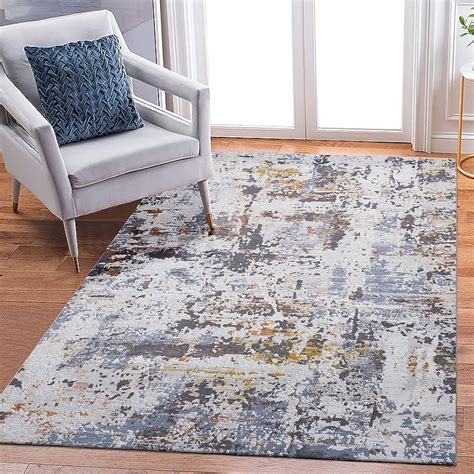 Tatayosi PAYAS Collection 8x10 Ivory Blue Abstract Area Rug Medium Pile ...