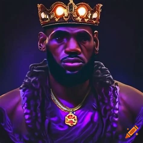 LeBron James imagined as a modern-day king. He is sitting on a throne ...