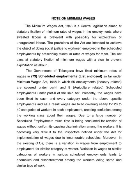 Minimum Wages - Lecture notes - NOTE ON MINIMUM WAGES The Minimum Wages ...
