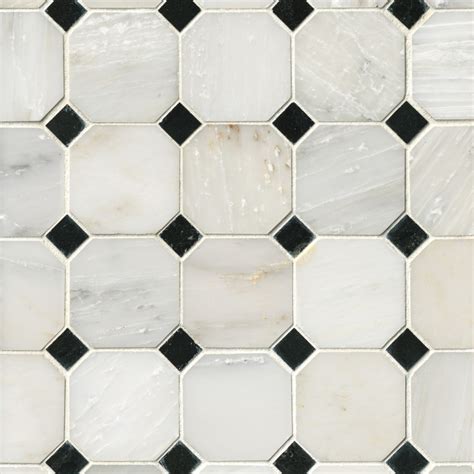 Hampton Hermosa Polished Octagon Marble Mosaic Wall and Floor Tile - 3 ...
