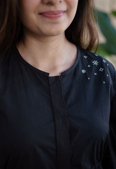 Indian Ethnic Women's TIECO DyeVerse - Black Poplin Cotton Embroidered ...