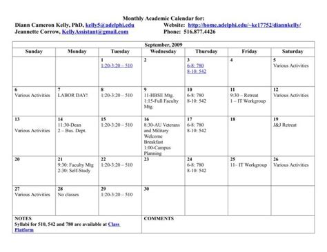 Academic Calendar Adelphi