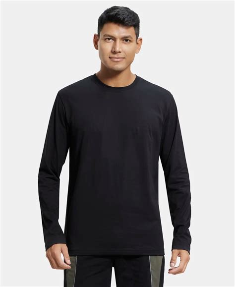 Buy Super Combed Cotton Rich Solid Round Neck Full Sleeve T-Shirt ...