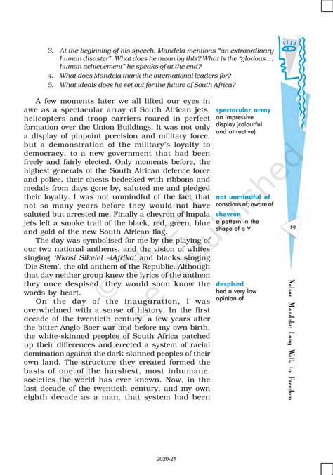 Nelson Mandela Long Walk To Freedom - NCERT Book of Class 10 First Flight