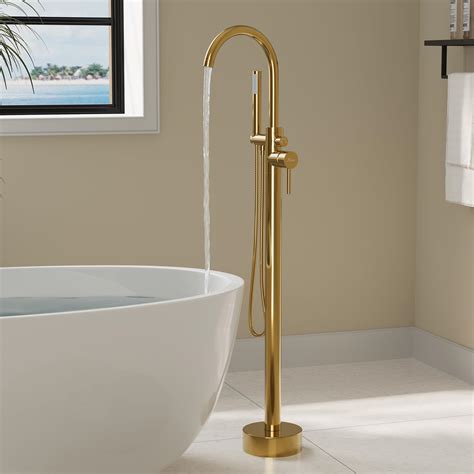 HAWKROWN Freestanding Bathtub Faucet, Floor Mount Bathtub Faucet with 2 ...