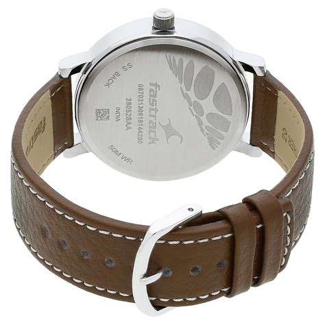 Buy Online Fastrack Bold Quartz Analog White Dial Leather Strap Watch ...