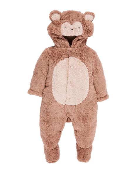 Buy Boys Full Sleeves Snowsuit Fluffy Monkey - Brown Online at Best ...
