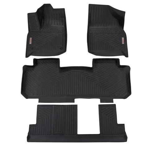 RILLEC Floor Mats 3 Row Liners Set Black Custom Fit for 8 Seats 2018 ...