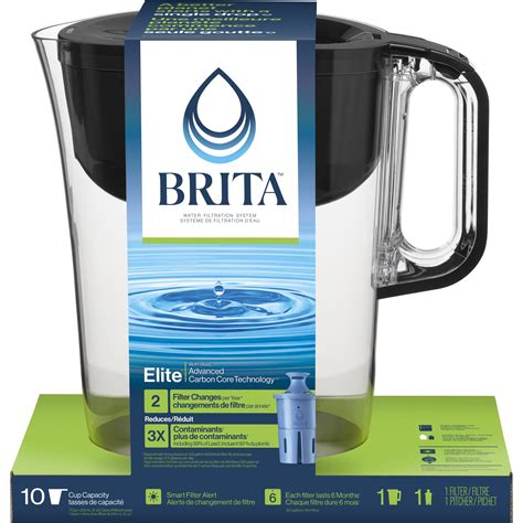 Brita Large 10 Cup Water Filter Pitcher with 1 Brita Elite Filter, Made ...