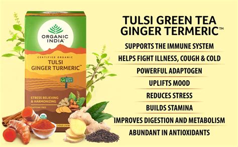 Organic India Tulsi Ginger Turmeric - 25 Tea Bags : Amazon.in: Grocery ...